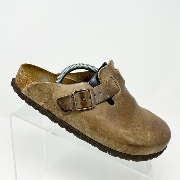 Birkenstock Shoes - Birkenstock Boston Clogs Tobacco Brown Slip-On Buckle Cork Footbed Size 38